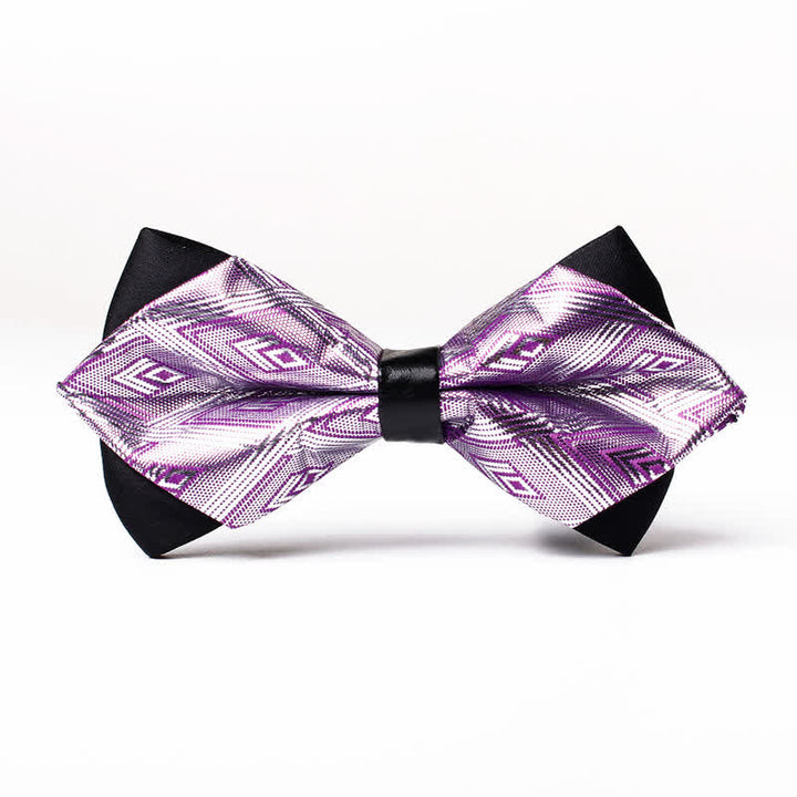 Men's Fancy Modern Diamond Pointy Bow Tie - Purple - image 0