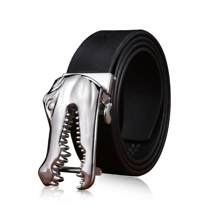 Men's Open-Mouthed Crocodile Automatic Buckle Leather Belt