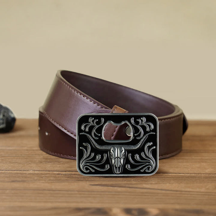 Men's DIY Opener Buckle Leather Belt