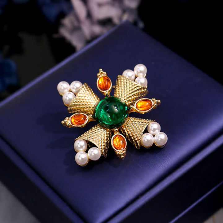 Women's Empress Baroque Cross Pearl Brooch