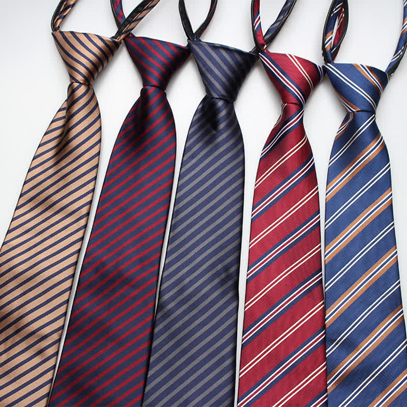 Men's Preppy Zipper Tie Striped Necktie - image 0