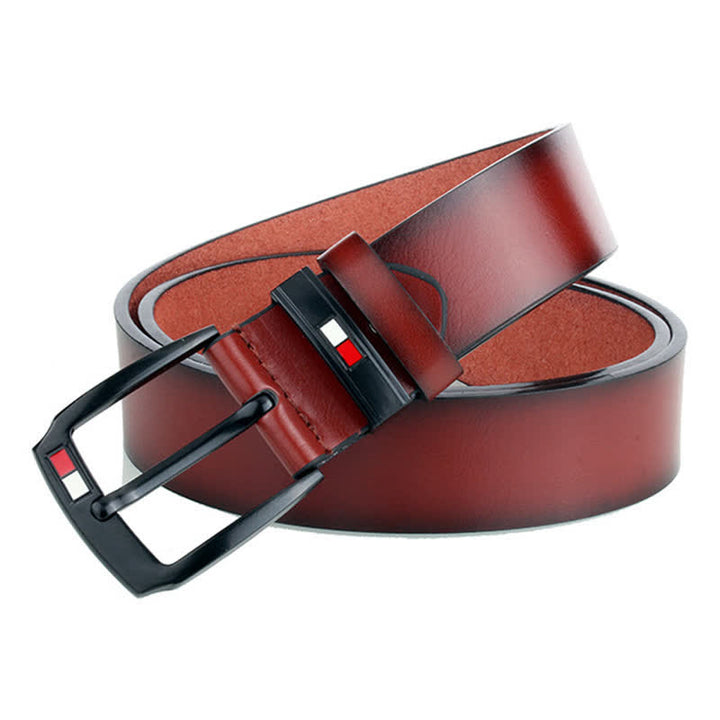 Men's Retro Black Buckle Leather Belt - image 7