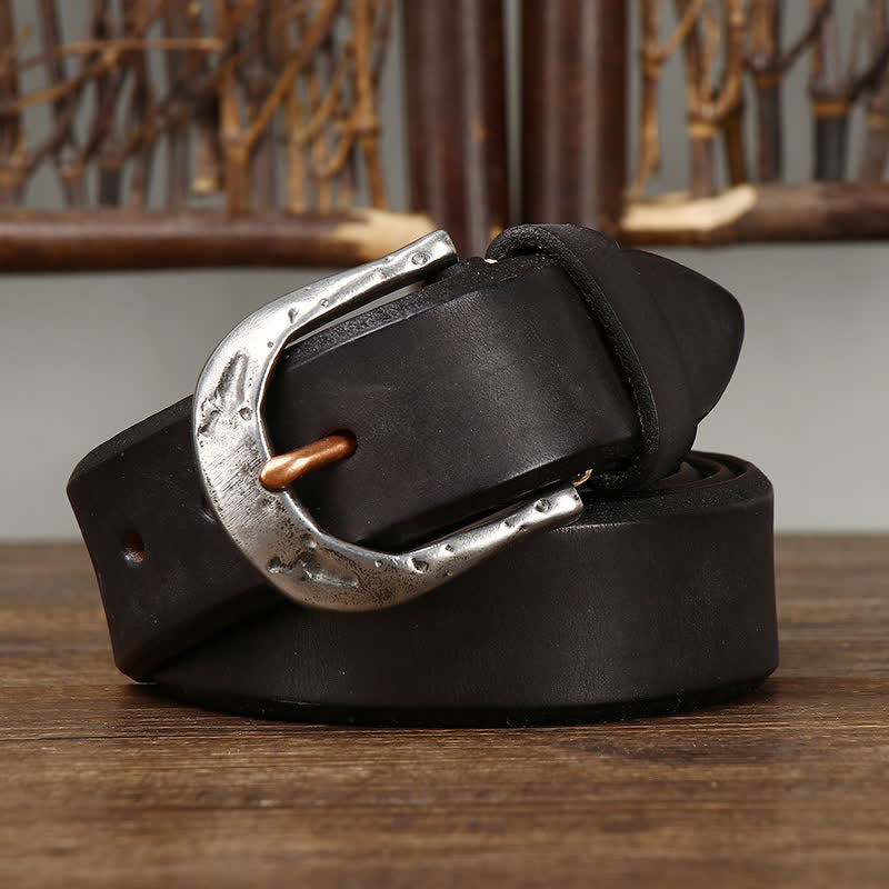 Men's Classic Vintage Carved Buckle Leather Belt