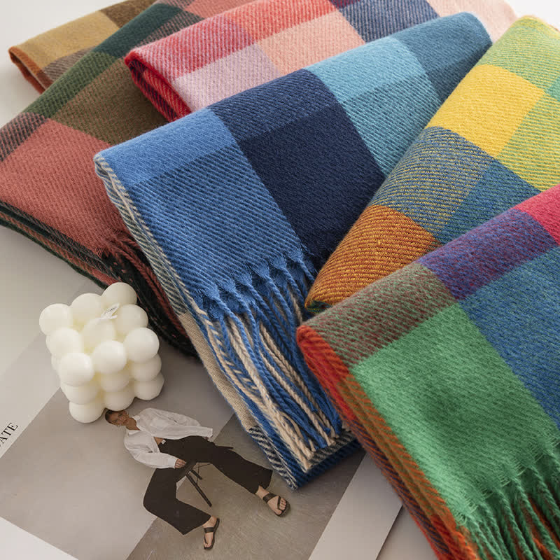 Women's Bright Vivid Colors Fringed Scarf - image 5