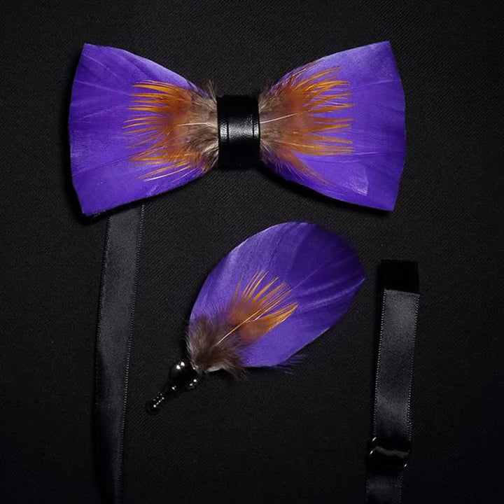 Bright-Coloured Handmade Feather Bow Tie Collection Bundle