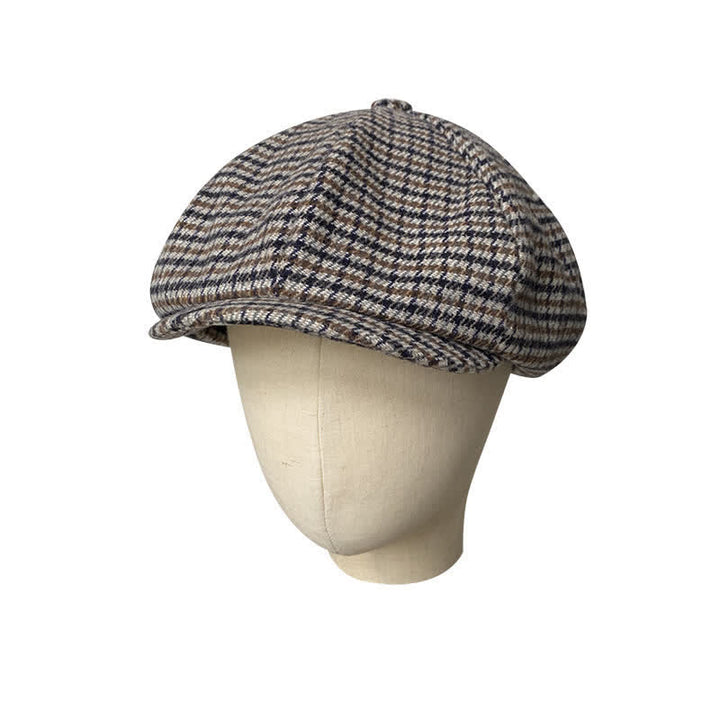 Houndstooth Checked Newsboy Beret Cap