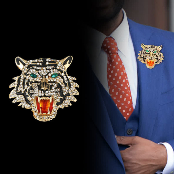 Men's Retro Tiger Head Brooch