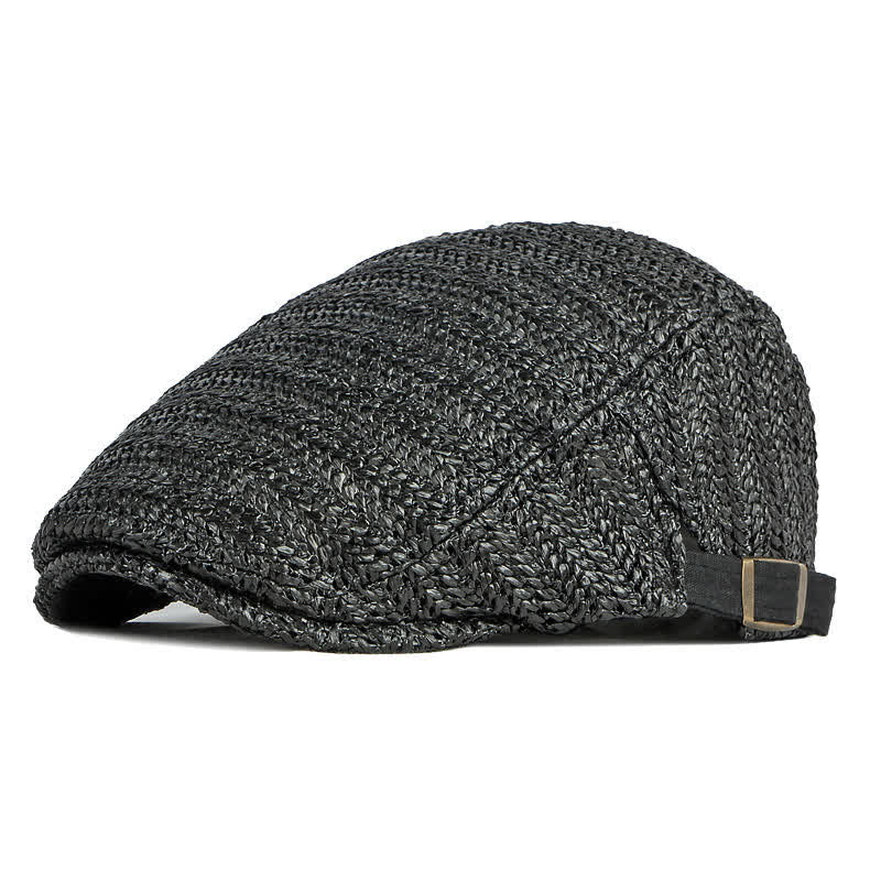 Summer Sunshade Weave Beret Cap - Black - Adjustable (about 21 5/8"-23 5/8") - image 10