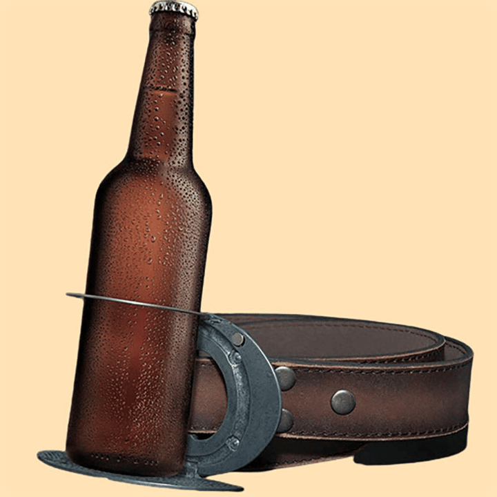 Men's DIY Bicycle Rider Creative Beer Holder Buckle Leather Belt