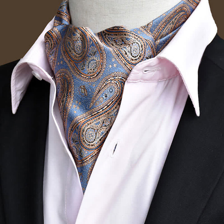 CornflowerBlue Leisure Prom Gents Floral Ascot Paisley Cravat