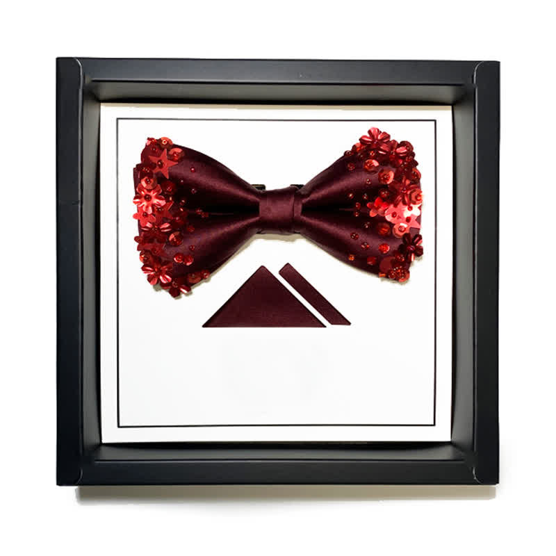 Men's Sequin Flourishing Bow Tie Pocket Square