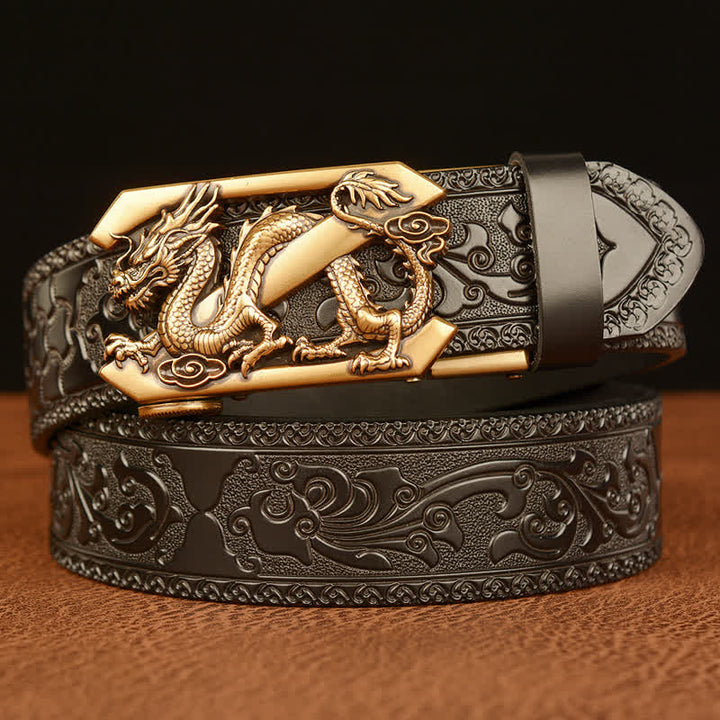 Men's Embossing Retro Dragon Z Letter Leather Belt