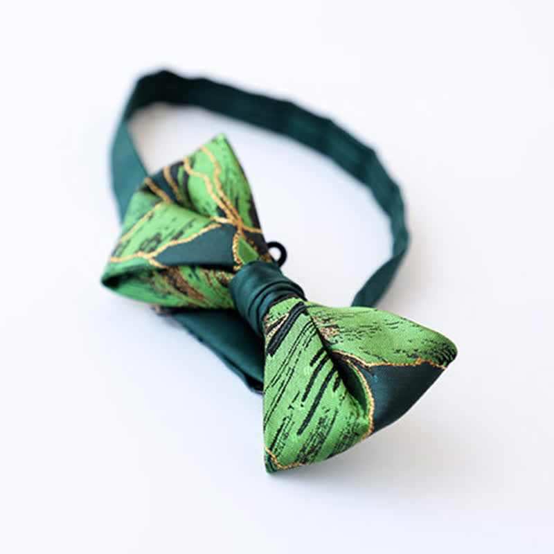 Men's Green Series Gold Tone Koi Bow Tie