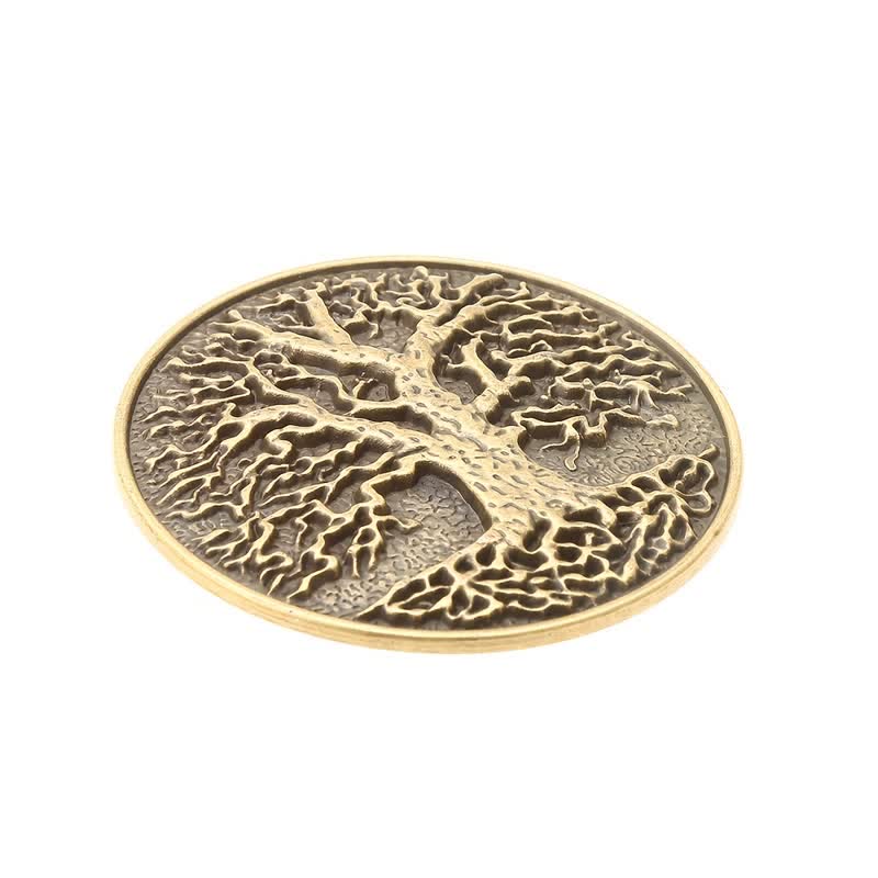 Men's DIY Tree of Life Round Buckle Leather Belt