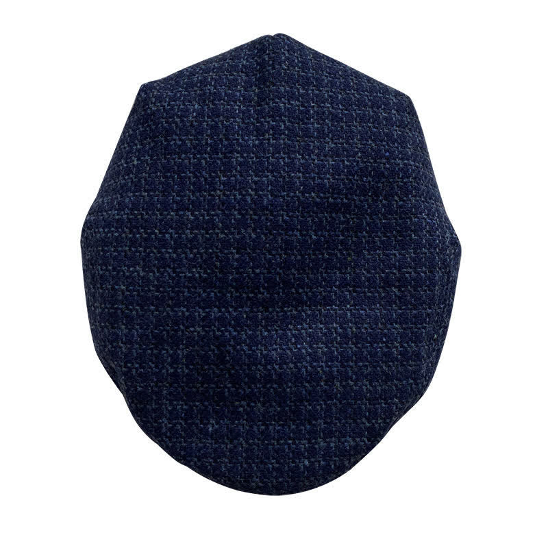 Navy Blue Chequer Autumn Winter Beret Cap