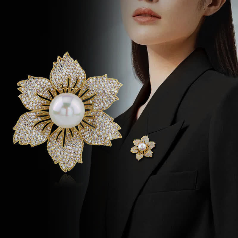 Women's Bright Pearl Luxury Bauhinia Brooch