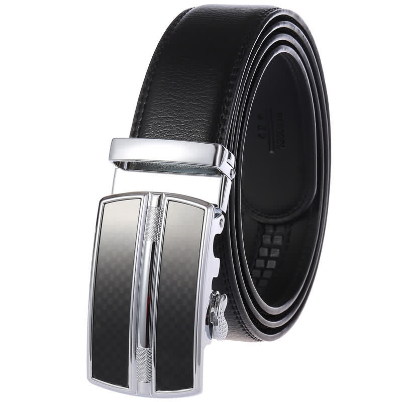 Men's Simple Hollow Automatic Buckle Leather Belt - Black #3 - 46 - image 8