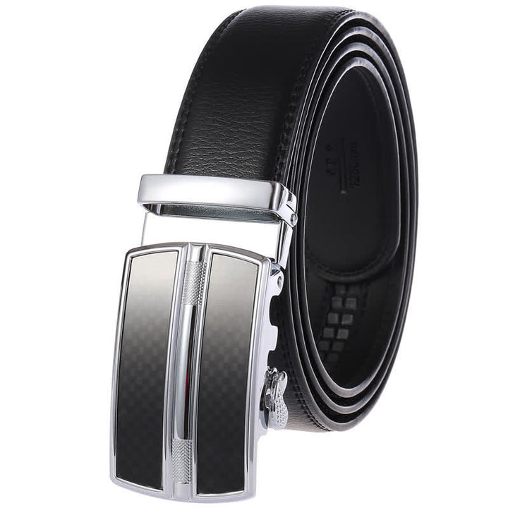 Men's Simple Hollow Automatic Buckle Leather Belt - Black #3 - 46 - image 8