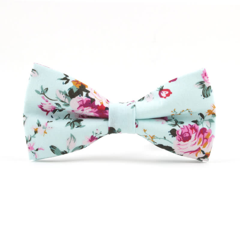 Men's Dyeing Rose Leaves Floral Bow Tie - LightCyan - image 4