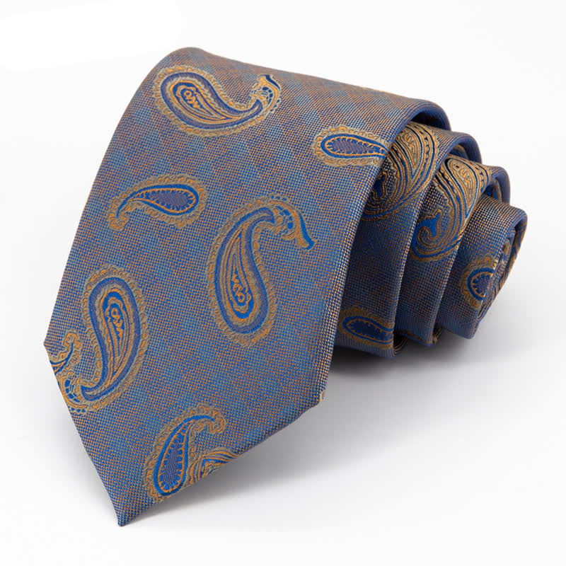 Men's Kaleidoscope Blue & Gold Paisley Necktie - Blue & Gold - image 0