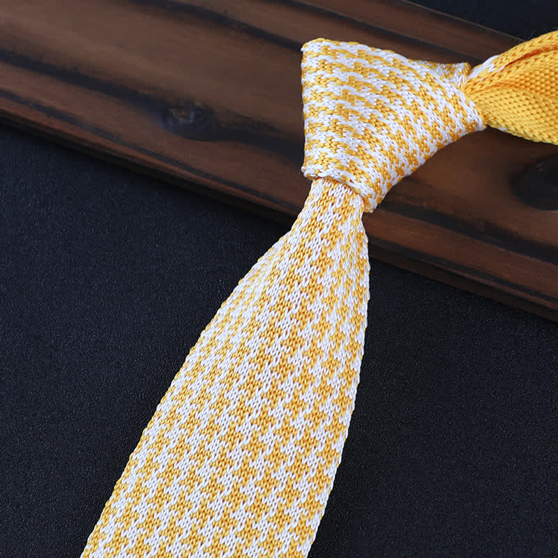 Men's Houndstooth Plaid Knitted Necktie