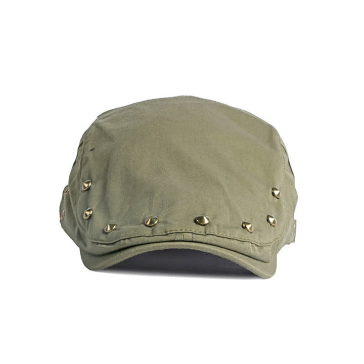 Hip Pop Rivet Cotton Flat Cap Beret - image 4
