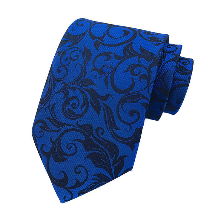 2Pcs Men's Plant Swirl Floral Necktie Set