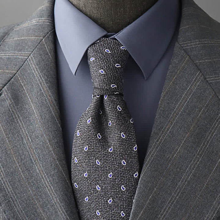 Men's Gray & Blue Micro Paisley Necktie