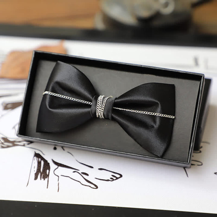 Men's Bling Chain Plain Bow Tie