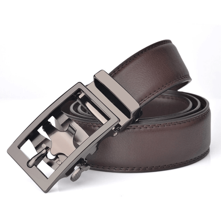 Men's Sophisticated Hollow Automatic Buckle Leather Belt - image 7