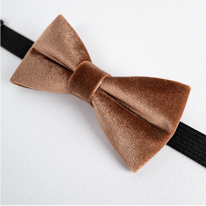 Men's Caramel Brown Solid Color Velvet Bow Tie