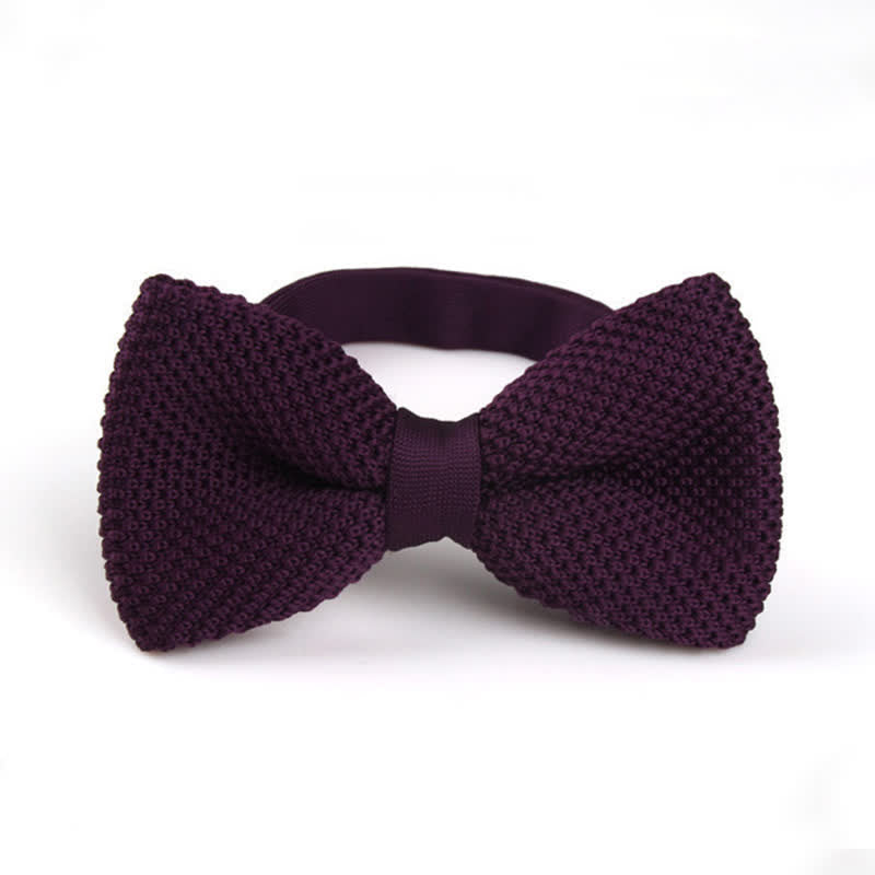 Men's Solid Color Double Layer Knitted Bow Tie