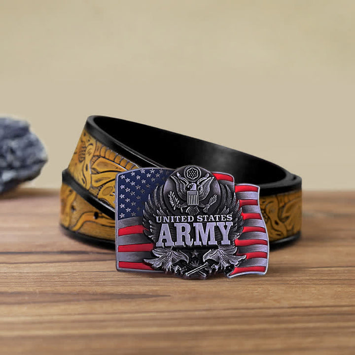 Men's DIY United States Army Buckle Leather Belt