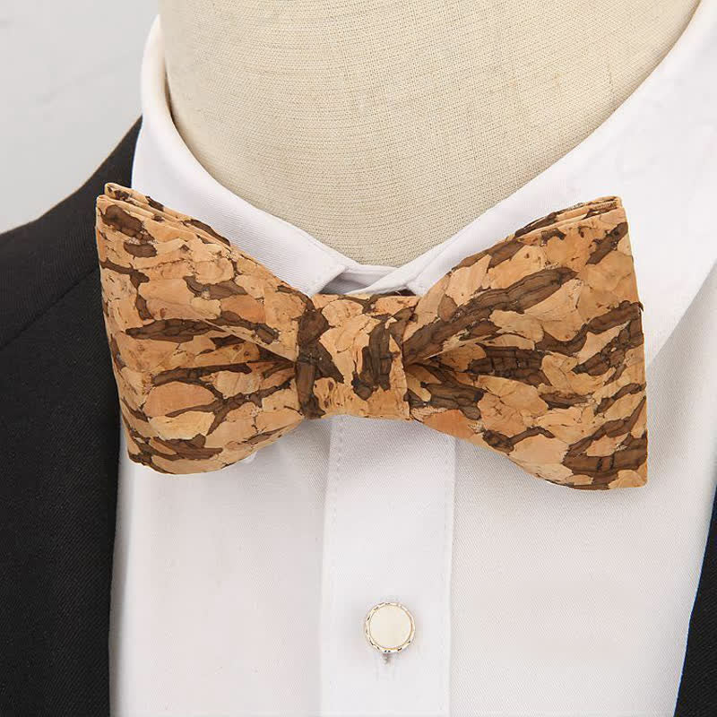 Men's Creative Plain Cork Wooden Bow Tie