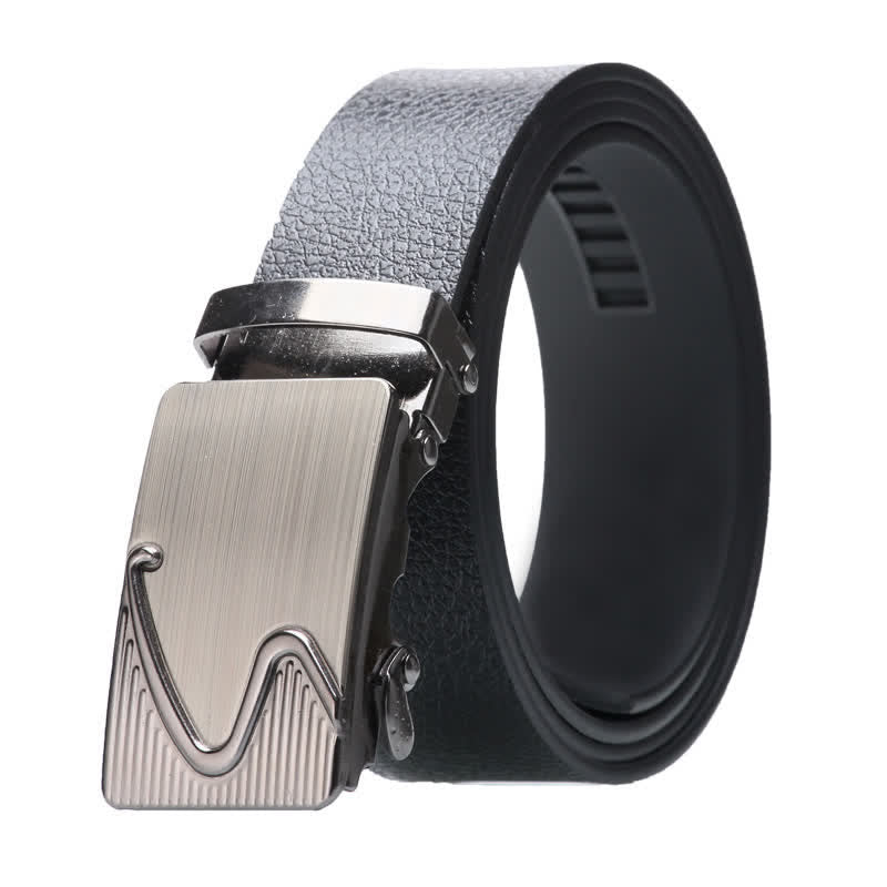 Men's Business Automatic Buckle Black Leather Belt - Style #11 - Silver - 42 - image 21