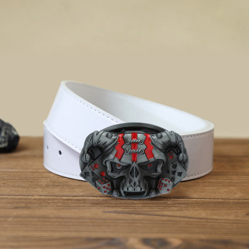 Men's DIY Skull Clown Joker Buckle Leather Belt