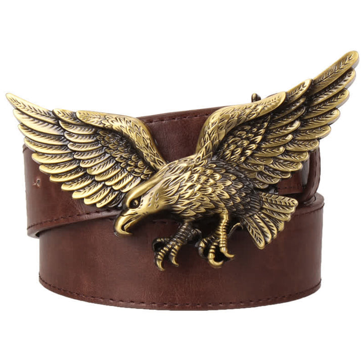 Men's Personality Large Flying Eagle Buckle Leather Belt