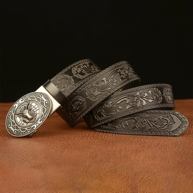 Men's Classical Sheep Head Buckle Leather Belt