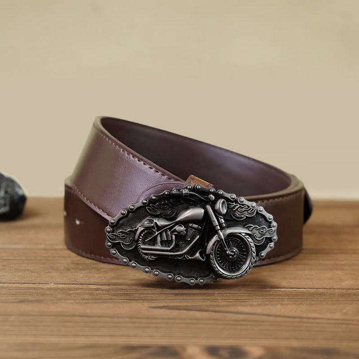 Men's DIY Locomotive Motorcycle Buckle Leather Belt