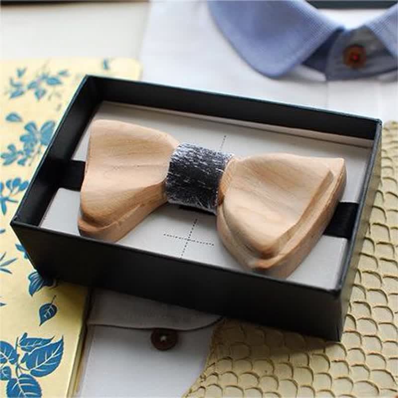 Men's Ice-sharp Layered Wooden Bow Tie