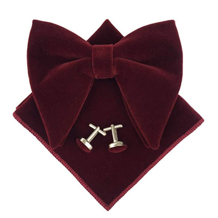 3Pcs Men's Velvet Oversized Pointed Bow Tie Set