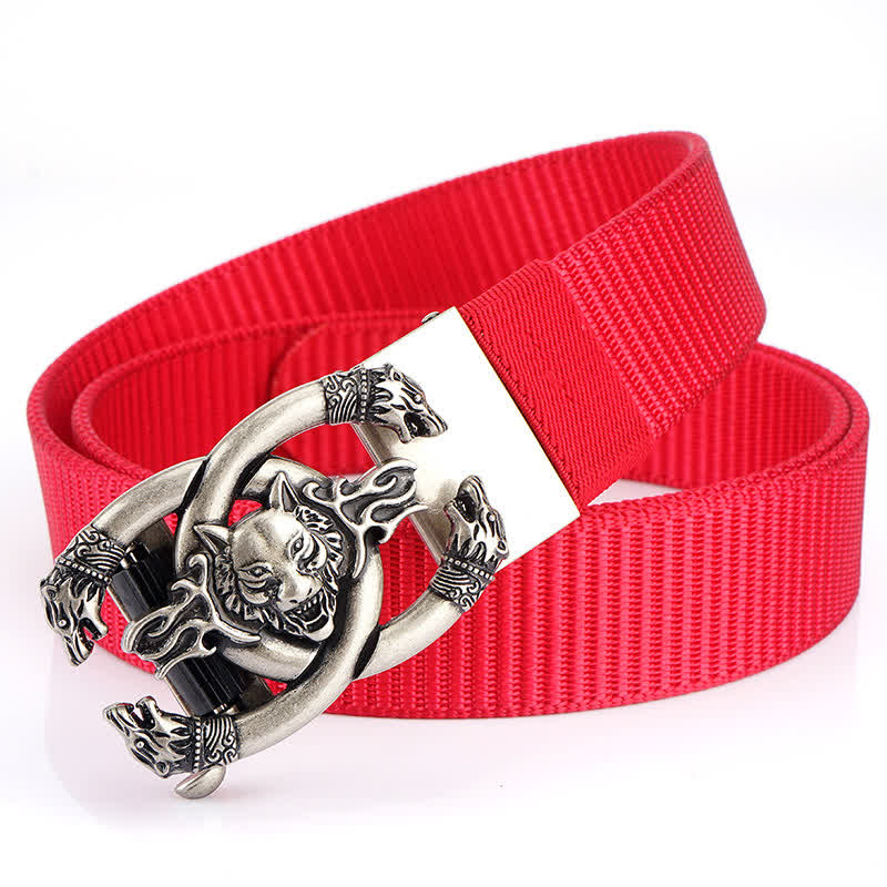 Men's Fierce Wolves In Flame Nylon Belt