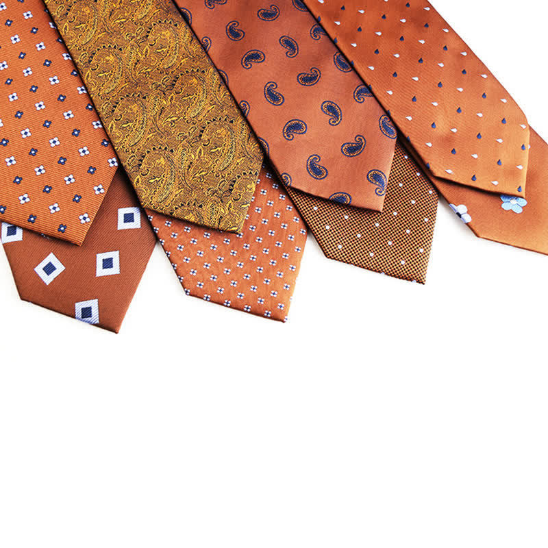 Men's Orange-Red Series Micro Motifs Necktie - image 1