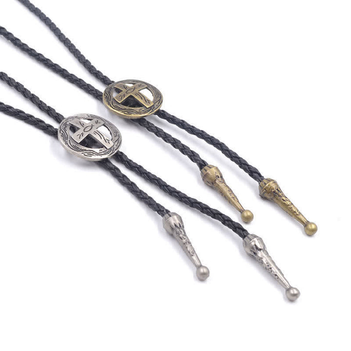 Retro Shirt Accessories Circle Cross Bolo Tie