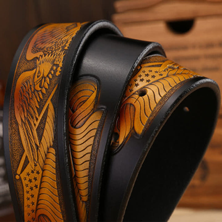 Men's Sharp Eyes 3D Vulture Head Eagle Buckle Leather Belt