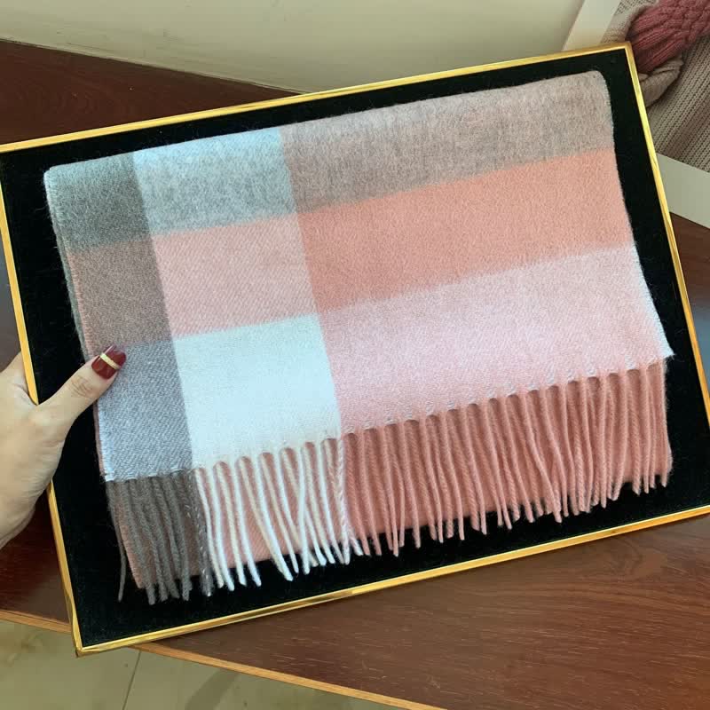 Unisex Lamb Edinburgh Big Warm Plaid Scarf - image 45