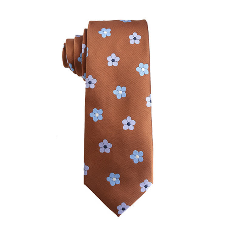 Men's Orange-Red Series Micro Motifs Necktie - Floral - image 9