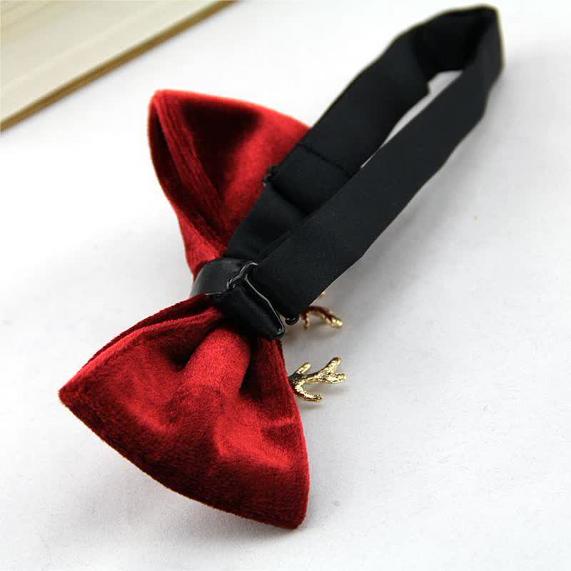 Men's Reindeer Head Velvet Bow Tie