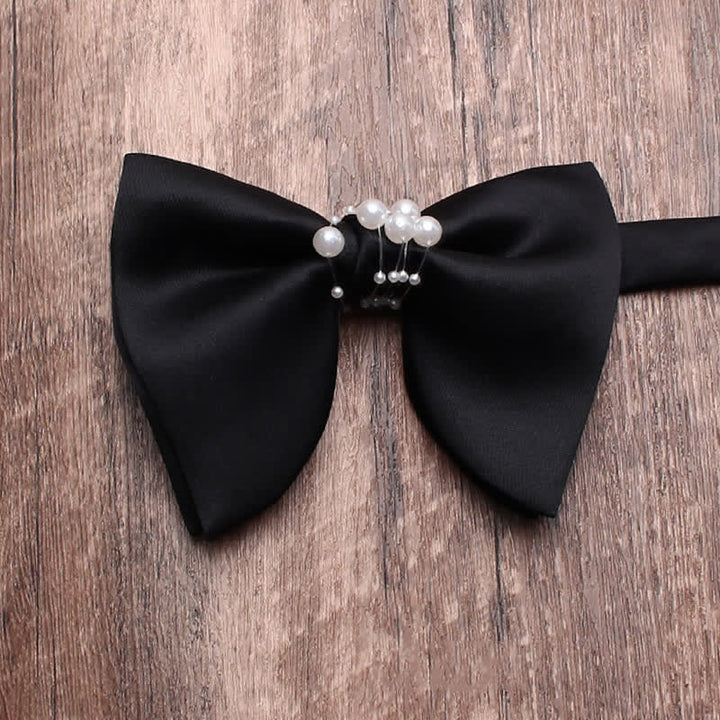 Men's Black Personality Pearls Bow Tie