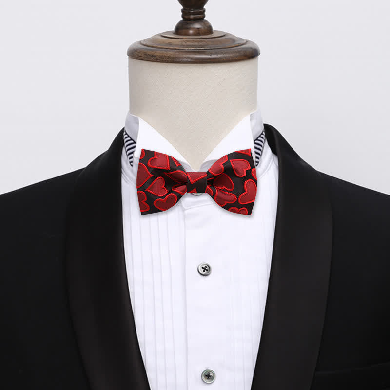 Men's Love Heart Embroidery Bow Tie